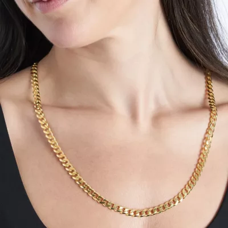 Made in Italy Mens 24K Gold Over Silver Inch Curb Chain Necklace