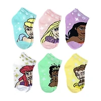 Toddler Girls Multi-Pack 6 Pair Princess Quarter Ankle Socks