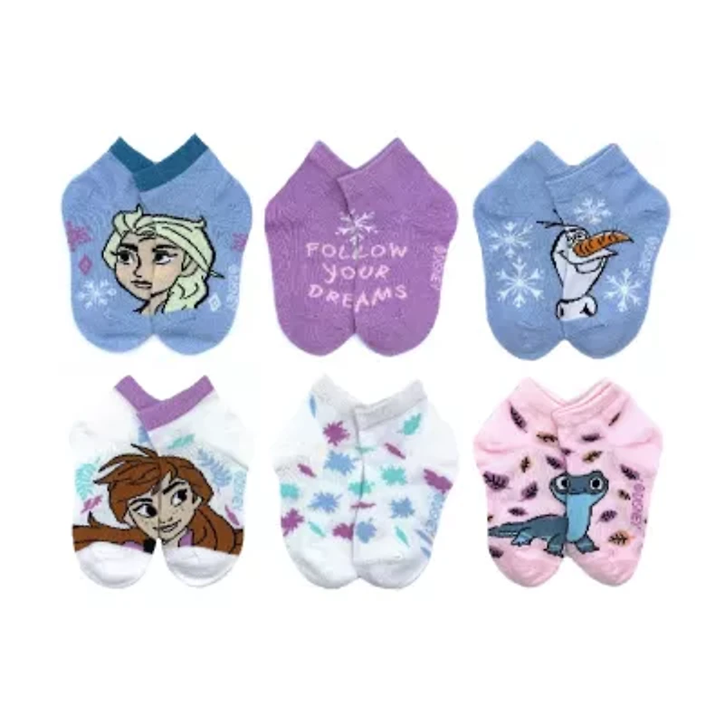Toddler Girls Multi-Pack 6 Pair Frozen Quarter Ankle Socks