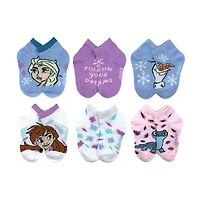 Toddler Girls Multi-Pack 6 Pair Frozen Quarter Ankle Socks