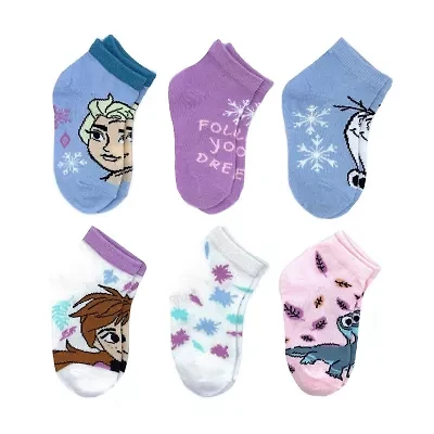 Toddler Girls Multi-Pack 6 Pair Frozen Quarter Ankle Socks