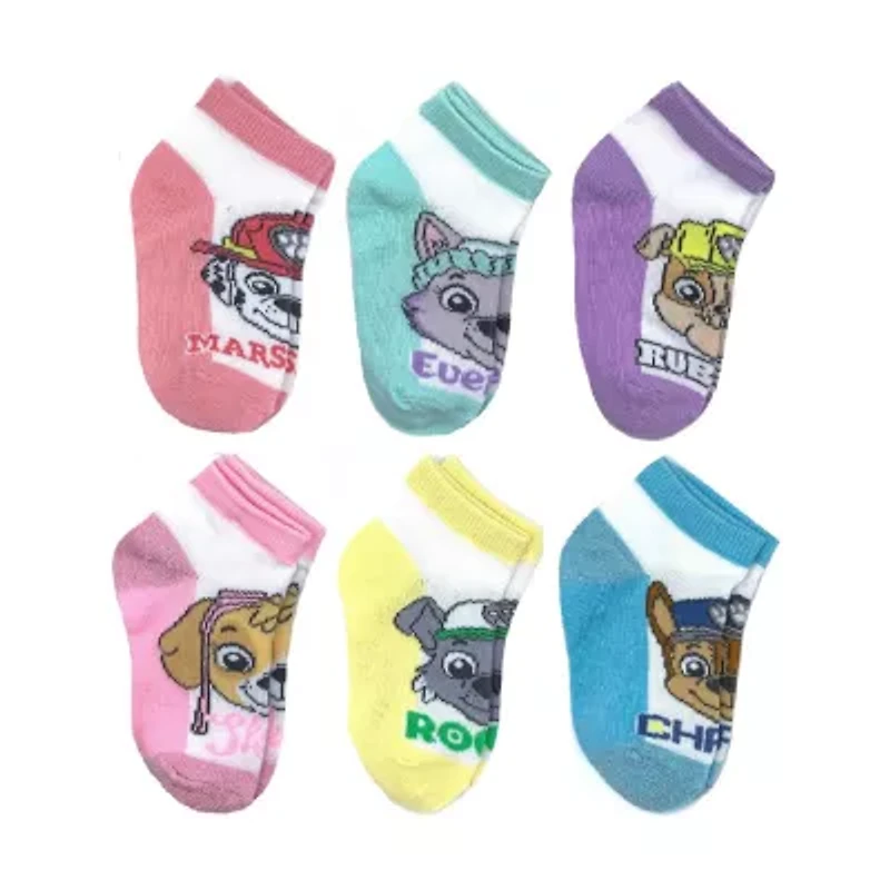 Toddler Girls Multi-Pack 6 Pair Paw Patrol Quarter Ankle Socks