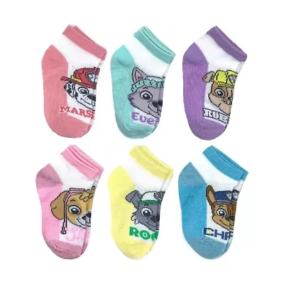 Toddler Girls Multi-Pack 6 Pair Paw Patrol Quarter Ankle Socks