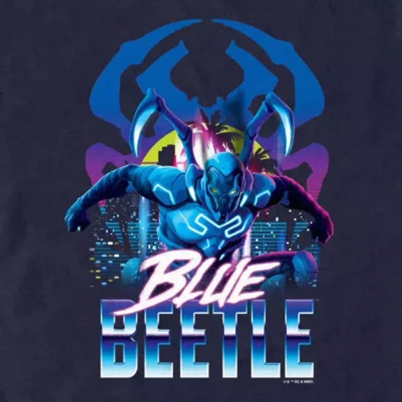 Mens Crew Neck Short Sleeve Blue Beetle Graphic T-Shirt
