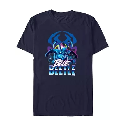 Mens Crew Neck Short Sleeve Blue Beetle Graphic T-Shirt