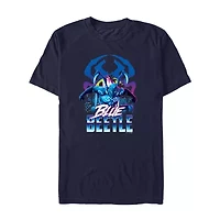 Mens Crew Neck Short Sleeve Blue Beetle Graphic T-Shirt