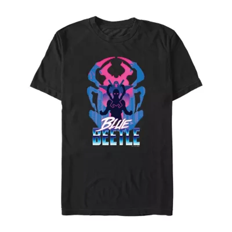 Mens Crew Neck Short Sleeve Blue Beetle Graphic T-Shirt