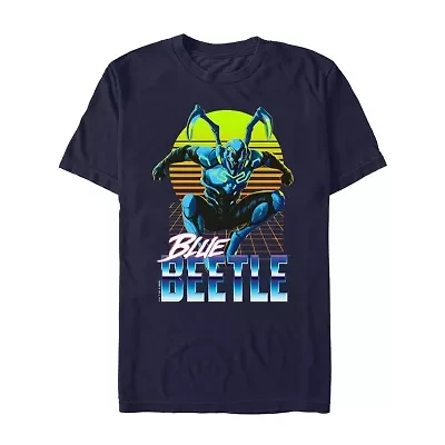 Mens Crew Neck Short Sleeve Blue Beetle Graphic T-Shirt