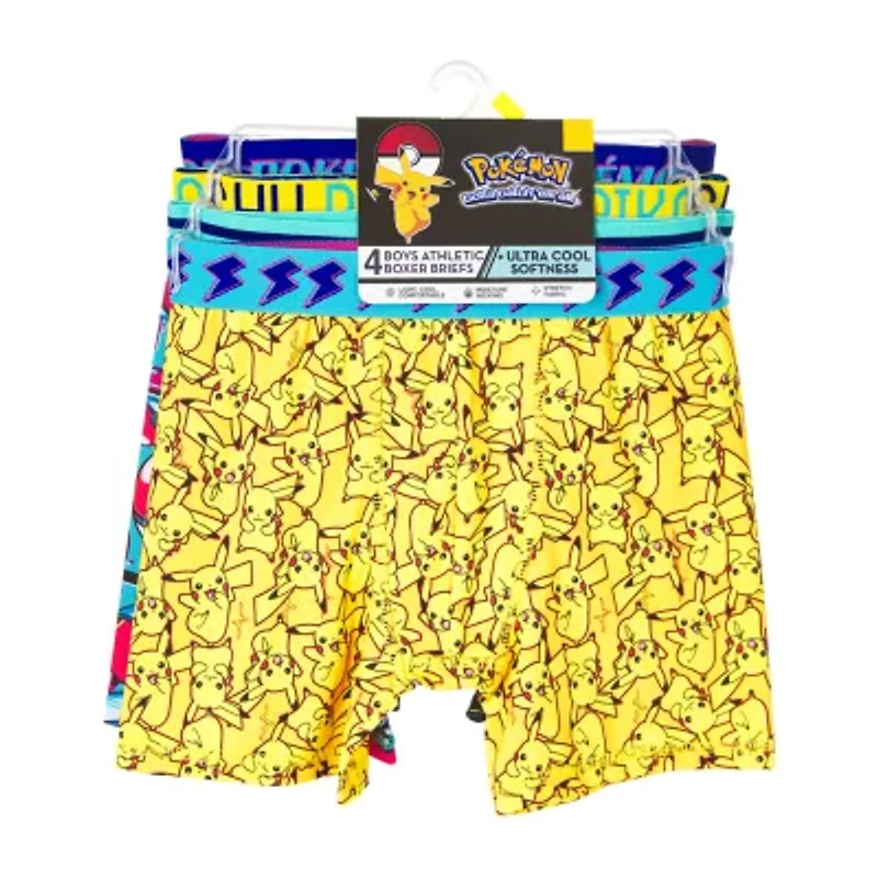 Pokemon Big Kid Boys 4 Pair Boxer Briefs