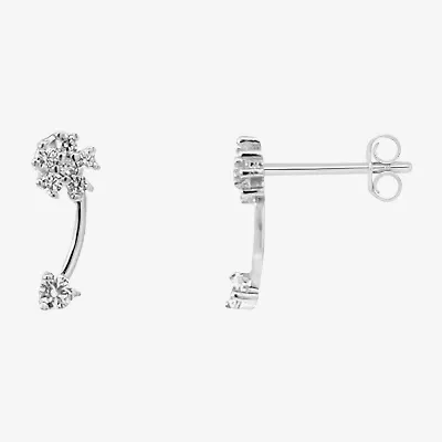 Silver Treasures White Cubic Zirconia Sterling Silver 5mm Flower Stud Earrings