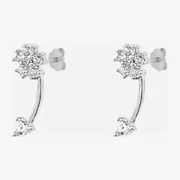 Silver Treasures White Cubic Zirconia Sterling Silver 5mm Flower Stud Earrings