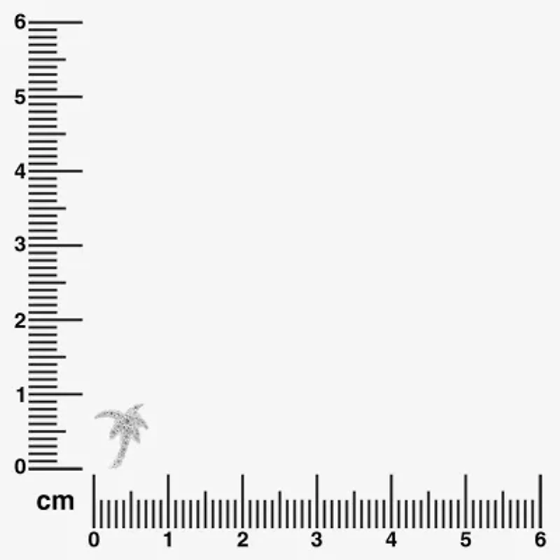 Silver Treasures Palm Tree White Cubic Zirconia Sterling Silver 10mm Stud Earrings
