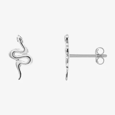 Silver Treasures Snake Sterling Silver 12mm Stud Earrings