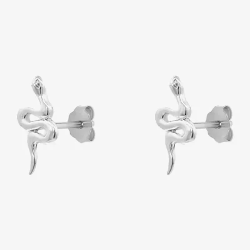 Silver Treasures Snake Sterling Silver 12mm Stud Earrings