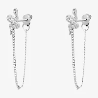 Silver Treasures Snake Womens White Cubic Zirconia Sterling Silver Drop Earrings