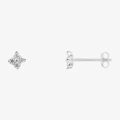 Silver Treasures White Cubic Zirconia Sterling Silver 5mm Stud Earrings