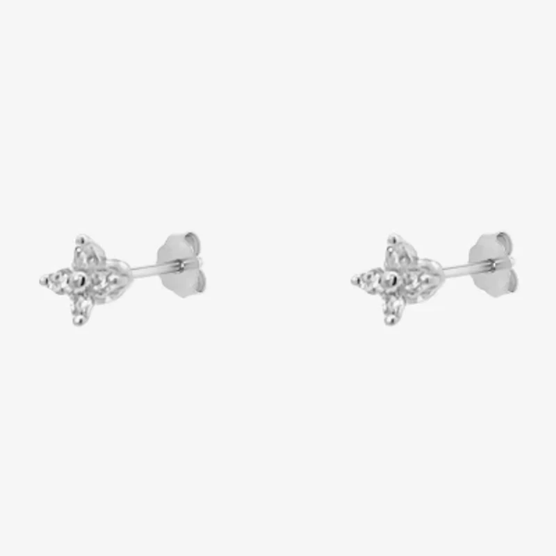 Silver Treasures White Cubic Zirconia Sterling Silver 5mm Stud Earrings