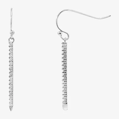 Silver Treasures Womens White Cubic Zirconia Sterling Silver Drop Earrings