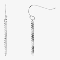Silver Treasures Womens White Cubic Zirconia Sterling Silver Drop Earrings