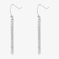 Silver Treasures Womens White Cubic Zirconia Sterling Silver Drop Earrings