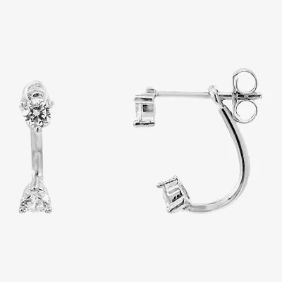 Silver Treasures Womens White Cubic Zirconia Sterling Silver Drop Earrings