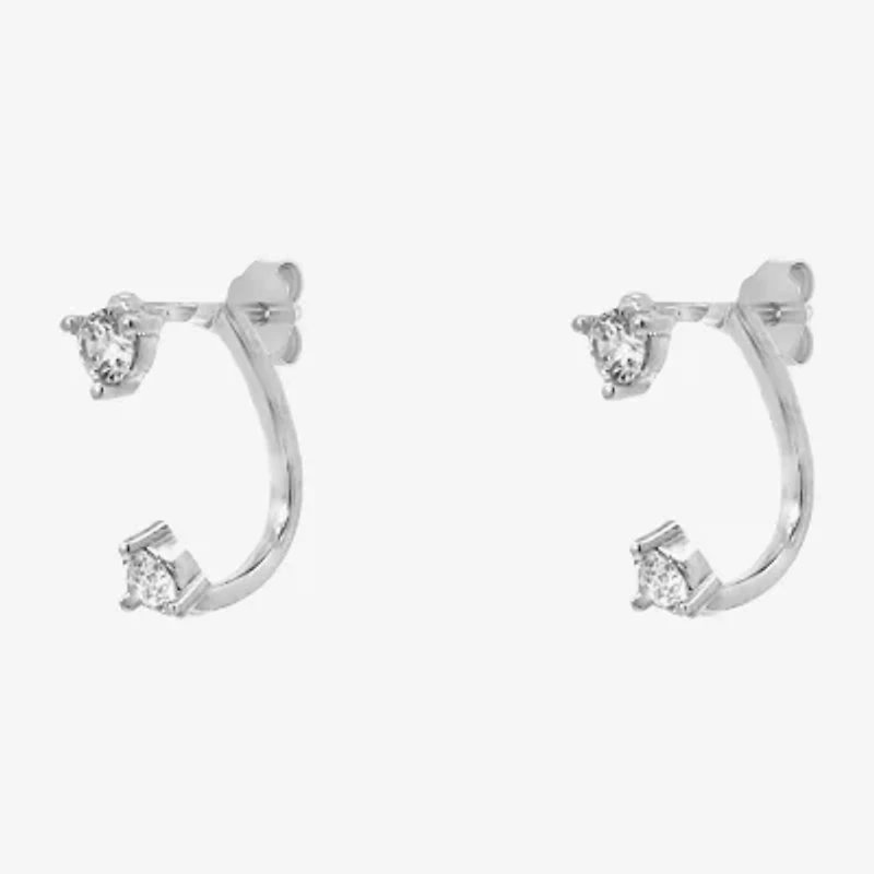 Silver Treasures Womens White Cubic Zirconia Sterling Silver Drop Earrings