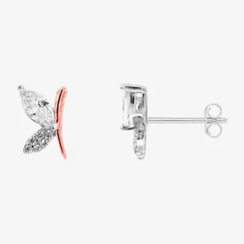 Silver Treasures White Cubic Zirconia Sterling Silver 9mm Stud Earrings