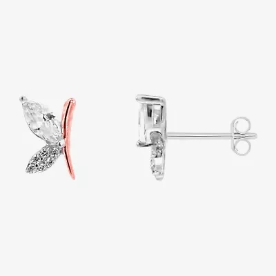 Silver Treasures White Cubic Zirconia Sterling Silver 9mm Stud Earrings