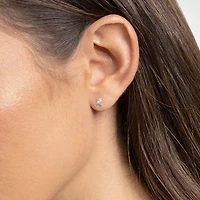 Silver Treasures White Cubic Zirconia Sterling Silver 9mm Stud Earrings