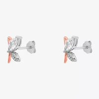 Silver Treasures White Cubic Zirconia Sterling Silver 9mm Stud Earrings