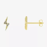 Silver Treasures White Cubic Zirconia Sterling Silver 9mm LIghtning Bolt Stud Earrings
