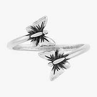 Silver Treasures Womens Sterling Butterfly Bypass  Stackable Ring