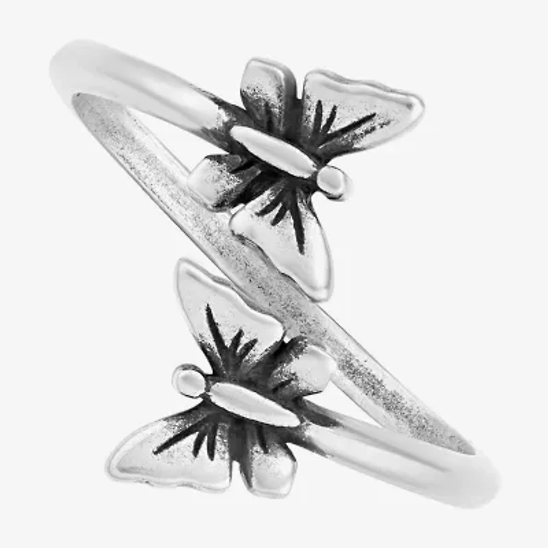 Silver Treasures Womens Sterling Butterfly Bypass  Stackable Ring