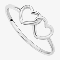 Silver Treasures Womens Sterling Heart Delicate Stackable Ring
