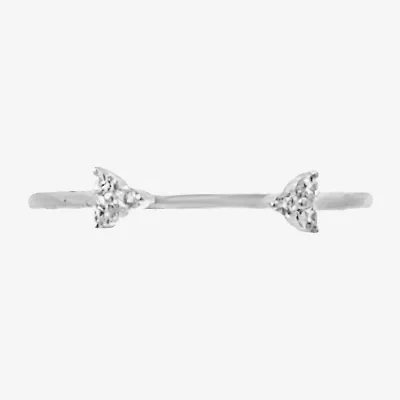 Silver Treasures Womens White Cubic Zirconia Sterling Stackable Ring