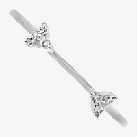 Silver Treasures Womens White Cubic Zirconia Sterling Stackable Ring
