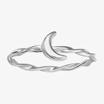 Silver Treasures Womens Sterling Silver Moon Stackable Ring
