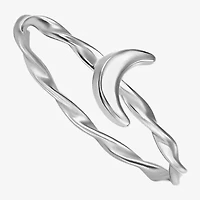 Silver Treasures Womens Sterling Silver Moon Stackable Ring