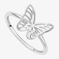 Silver Treasures Womens Sterling Silver Butterfly Delicate Stackable Ring
