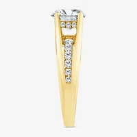 (F,Vs2) Womens 2 CT. T.W. Lab Grown White Diamond 10K Gold Round Side Stone Engagement Ring