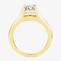 (F,Vs2) Womens 2 CT. T.W. Lab Grown White Diamond 10K Gold Oval Side Stone Engagement Ring
