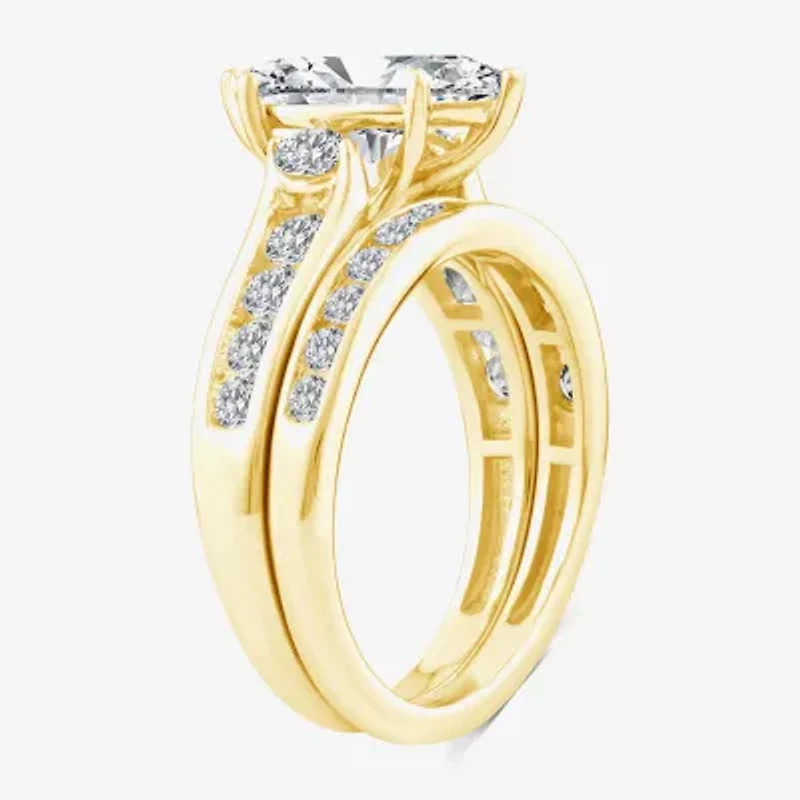 (F,Vs2) Womens 3 CT. T.W. Lab Grown White Diamond 14K Gold Marquise Side Stone Bridal Set