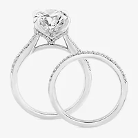Signature By Modern Bride (F,Vs2) Womens 5 1/2 CT. T.W. Lab Grown White Diamond 14K Gold Oval Side Stone Bridal Set