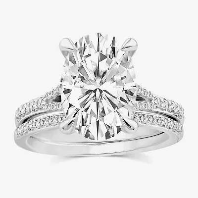 Signature By Modern Bride (F,Vs2) Womens 5 1/2 CT. T.W. Lab Grown White Diamond 14K Gold Oval Side Stone Bridal Set