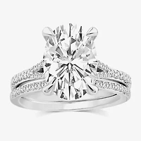 Signature By Modern Bride (F,Vs2) Womens 5 1/2 CT. T.W. Lab Grown White Diamond 14K Gold Oval Side Stone Bridal Set