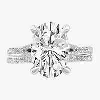 Signature By Modern Bride (F,Vs2) Womens 5 1/2 CT. T.W. Lab Grown White Diamond 14K Gold Oval Side Stone Bridal Set