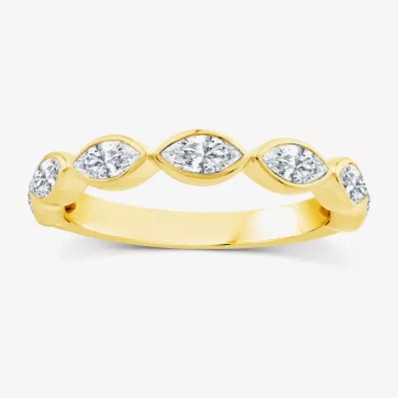 (F,Vs2) Womens 1 CT. T.W. Lab Grown White Diamond 10K Gold Marquise Band