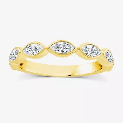 (F,Vs2) Womens 1 CT. T.W. Lab Grown White Diamond 10K Gold Marquise Band