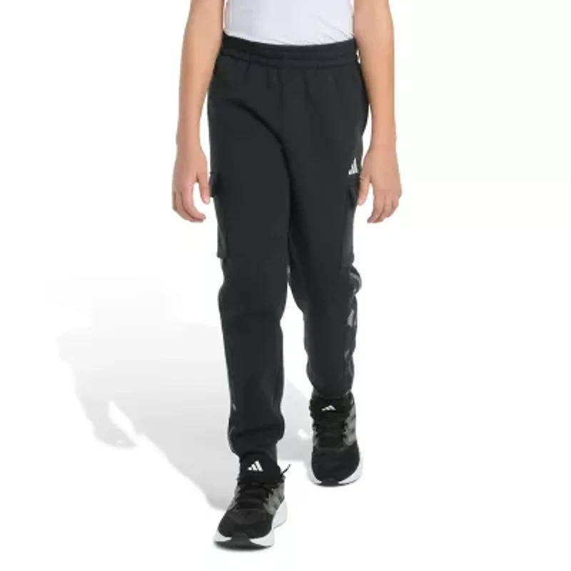 adidas Big Kid Boys Drawstring Waist Cuffed Mid Rise Regular Fit Fleece Jogger Pant