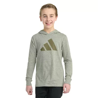 adidas Big Kid Boys Hooded Long Sleeve Regular Fit Graphic T-Shirt